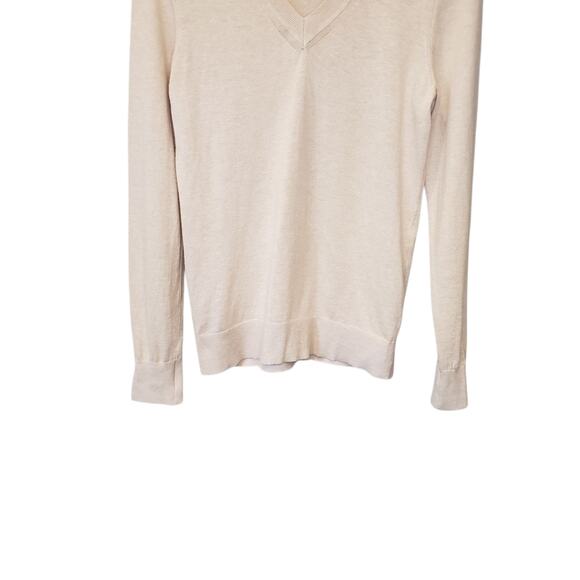 Quince Womens Cashmere Blend V Neck Thin Cream Sweater Size XS Classic Neutral - Picture 4 of 6